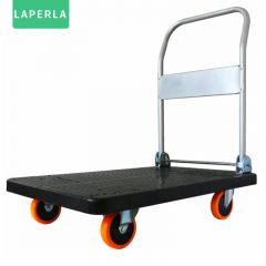 LAPERLA——商用款平板车折叠手推车手拉车塑料搬运车黑色-大号90x60cm-承重600斤